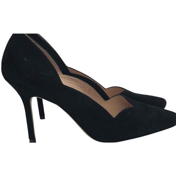 Stuart Weitzman suede scalloped pumps black size 7.5 - Picture 3 of 11